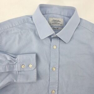 Charles Tyrwhitt Mens 17/34 Classic Fit Blue Cotton Dress Shirt Jermyn St London